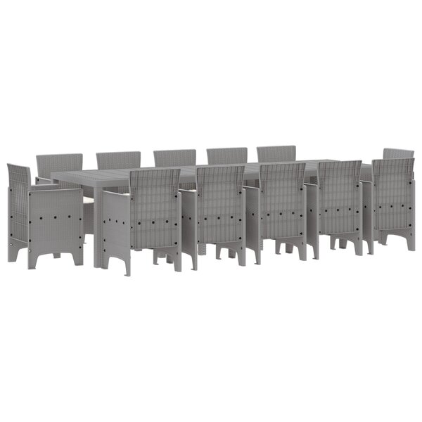 Ensemble de salle à manger de jardin de 13 pièces vidaXL avec coussins gris clair en poly rotin