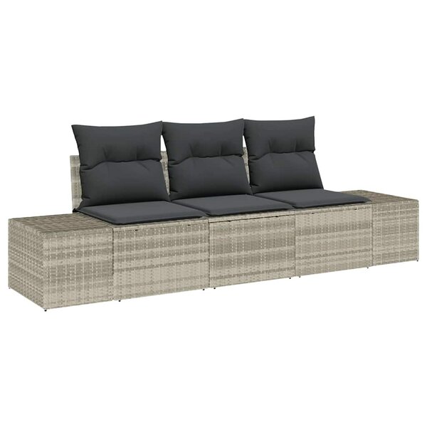 vidaXL Ensemble de canapé de jardin avec coussin 3 Pièces Gris clair