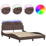 vidaXL Cadre de lit avec lumières LED marron 140x200 cm similicuir