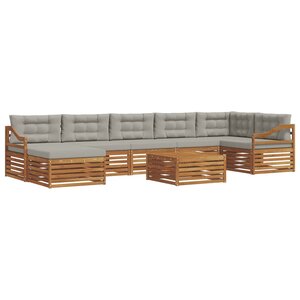 vidaXL Ensemble de canapés d'extérieur 8 pc Gris Naturel et Clair
