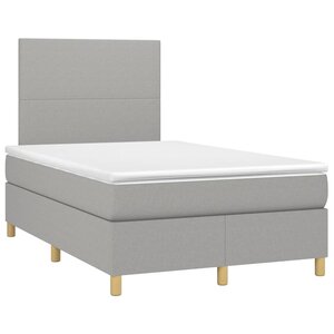 vidaXL Sommier à lattes de lit et matelas gris clair 120x190 cm tissu