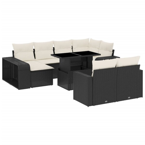 vidaXL Salon de jardin 11 Pièces avec coussins noir résine tressée