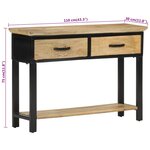 vidaXL Table console 110x30x75 cm bois de manguier massif brut