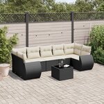 vidaXL Salon de jardin 8 Pièces avec coussins noir résine tressée