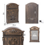 Boîte aux lettres style rétro - classique  Residencia Maxi D-2152/B  Aluminium  Bromze