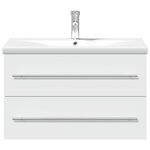 vidaXL Armoire lavabo de salle de bain avec bassin intégré blanc