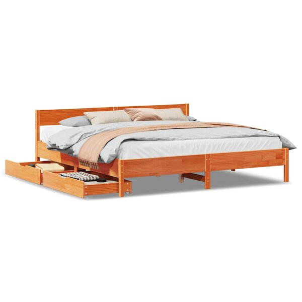 vidaXL Cadre de lit sans matelas cire marron 160x200cm bois pin massif
