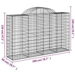 vidaXL Paniers à gabions arqués 8 Pièces 200x50x120/140 cm Fer galvanisé
