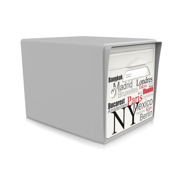 Boîte aux lettres normalisée 1 face gris souris – "Capitales du monde" – fabriquée en France – en résine – ne rouille pas – porte interchangeable