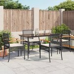 vidaXL Ensemble à manger de jardin coussins 5Pièces Noir Résine tressée
