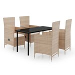 vidaXL Ensemble de salle à manger de jardin avec coussins 5 Pièces Beige