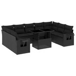 vidaXL Salon de jardin 10 Pièces avec coussins noir résine tressée
