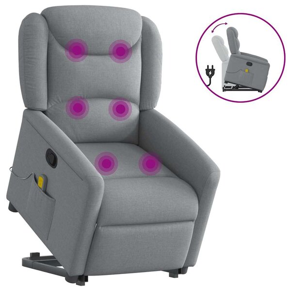 vidaXL Fauteuil de massage inclinable Gris clair Tissu