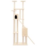 vidaXL Arbre à chat avec griffoirs en sisal Crème 190 cm