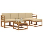vidaXL Ensemble de canapés d'extérieur 6 pc Naturel et Beige