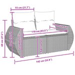 Canapés de Jardin de 10 Pièces avec Coussins Gris Poly Rattan Acacia