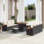 vidaXL Ensemble de canapé de jardin 9 Pièces Noir polyrotin