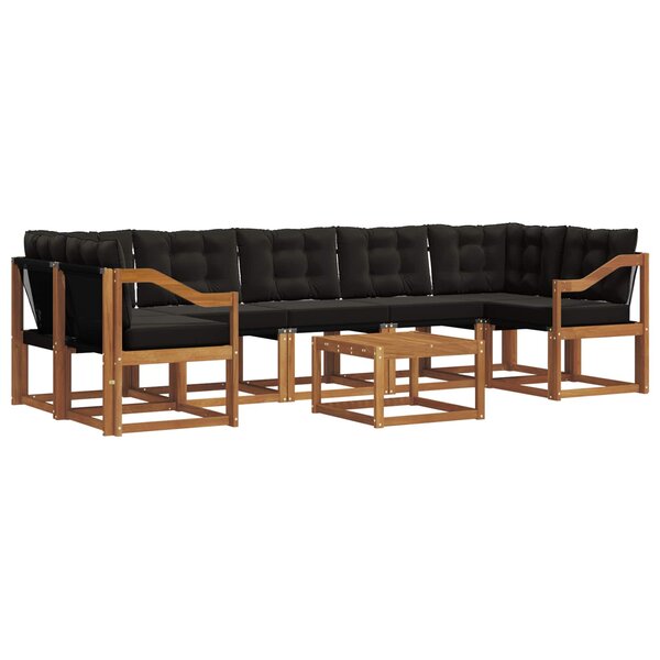 vidaXL Ensemble de canapés d'extérieur 8 pc Naturel et Noir