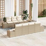 vidaXL Set de canapé de jardin 8 pièces avec coussins beige poly rattan