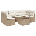 vidaXL Ensemble de canapé de jardin 7 Pièces Beige  Crème 55 x 55 x 37 cm