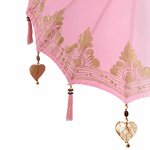 vidaXL Parasol avec Base Rose et Marron 250 cm Coton et bois