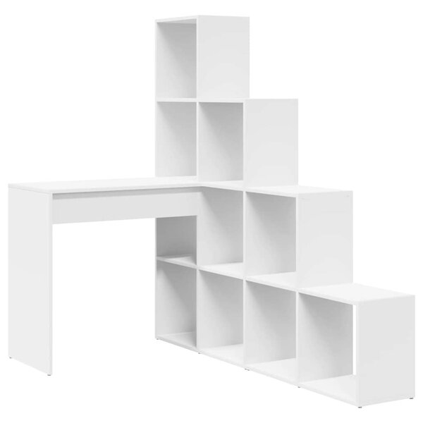 vidaXL Bureau d'angle Blanc 101.5 x 149.5 x 149.5 cm Bois d'ingénierie