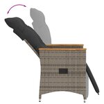 vidaXL Ensemble de bistro 3 Pièces avec coussins gris résine tressée