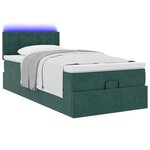 vidaXL Lit ottoman avec matelas et LED Vert foncé 90x200cm velours