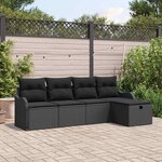 vidaXL Ensemble de canapé de jardin avec coussin 5 Pièces Noir Poly rotin