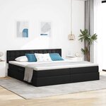 vidaXL Lit avec rangement et LED avec matelas Noir 200 x 200 cm tissu