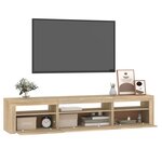 vidaXL Meuble TV avec lumières LED Chêne sonoma 195x35x40 cm