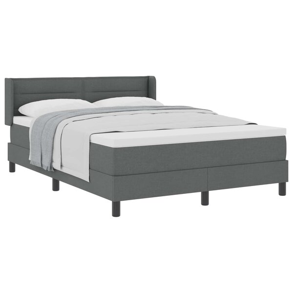 vidaXL Lit à ressorts avec tête de lit Gris foncé 190 x 140 cm tissu