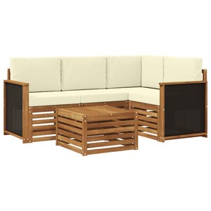 vidaXL Ensemble de canapés d'extérieur 5 pc Naturel et Crème Polyester