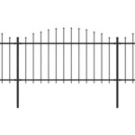 vidaXL Clôture de jardin à dessus en lance Acier (1 25-1 5)x6 8 m Noir