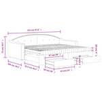 vidaXL Lit de jour avec gigogne et tiroirs gris foncé 90x200 cm tissu