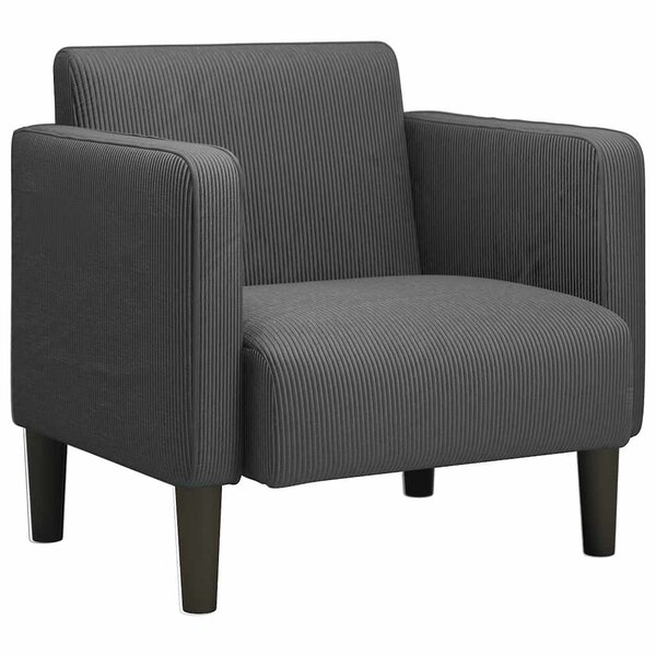 vidaXL Canapé-chaise accoudoirs gris foncé 54 cm tissu velours côtelé