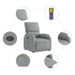 vidaXL Fauteuil de massage inclinable Gris clair Tissu