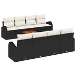vidaXL Ensemble de canapé de jardin 9 pièces avec coussins en rotin noir et acacia