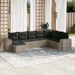 vidaXL Salon de jardin 8 Pièces avec coussins gris clair résine tressée