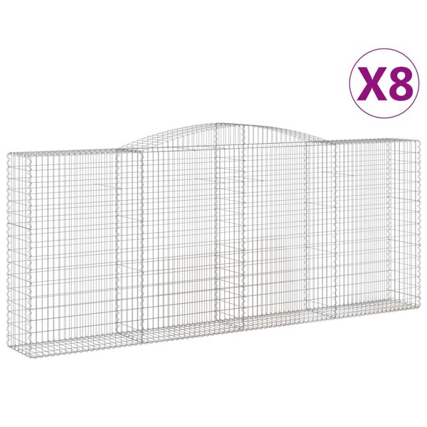vidaXL Paniers à gabions arqués 8 Pièces 400x50x160/180 cm fer galvanisé
