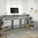 vidaXL Bureau et lumières LED gris béton 200x104x91cm bois ingénierie