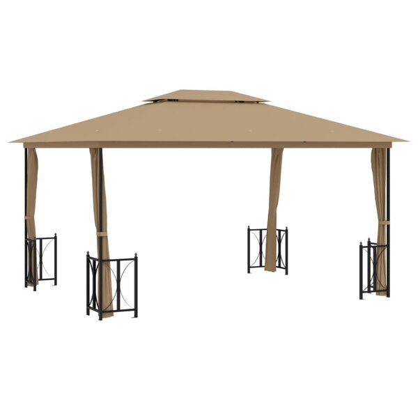 vidaXL Tonnelle avec parois et toit double 3x4 m Taupe