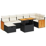 vidaXL Salon de jardin 5 Pièces avec coussins noir résine tressée