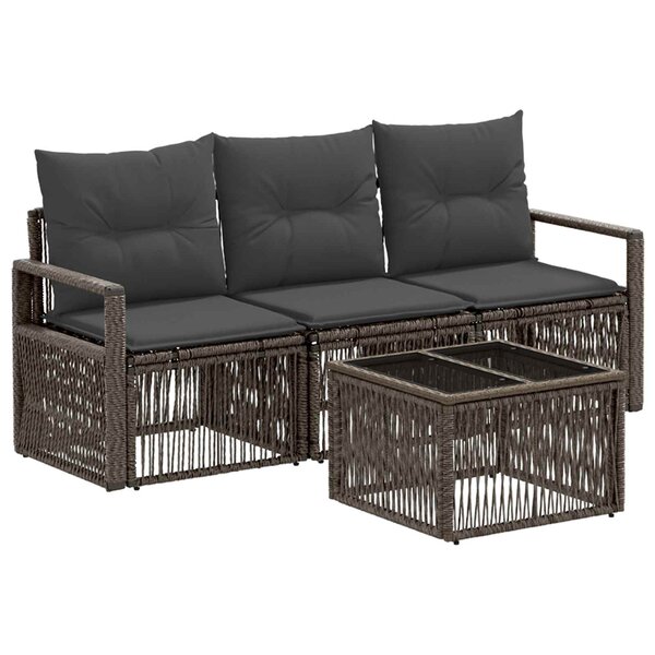 vidaXL Ensemble de canapé de jardin 4 Pièces Gris polyrotin