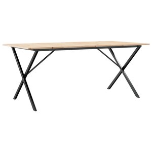 vidaXL Table à manger cadre en X 180x90x75 cm bois de pin massif acier