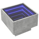 vidaXL Table de chevet avec LED infini gris béton 40x40x30 cm