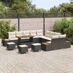 vidaXL Ensemble de canapé de jardin 14 Pièces Noir Poly rotin