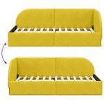 vidaXL Cadre de lit d'angle Jaune 90 cm x 190 cm tissu