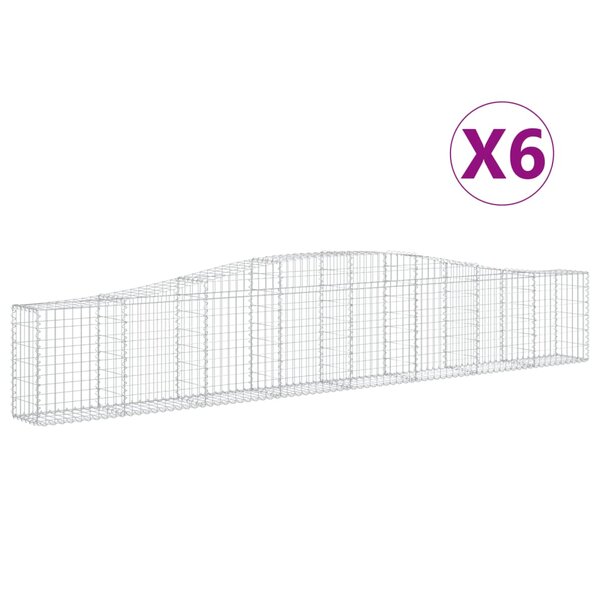 vidaXL Paniers à gabions arqués 6 Pièces 400x30x60/80 cm Fer galvanisé