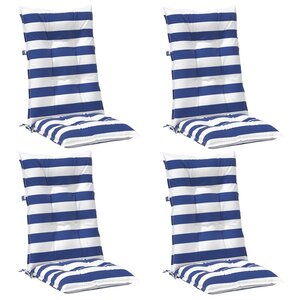 vidaXL Coussin d'extérieur 4 pc Tissu Bleu et Blanc 120 x 50 x 7 cm